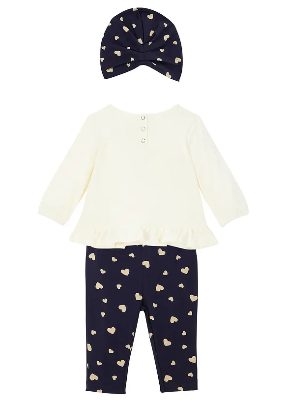 Baby shirt, legging en muts (3-dlg. set) van biologisch katoen, bonprix