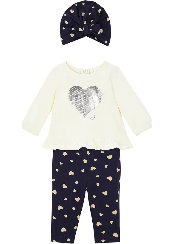 Baby shirt, legging en muts (3-dlg. set) van biologisch katoen, bonprix