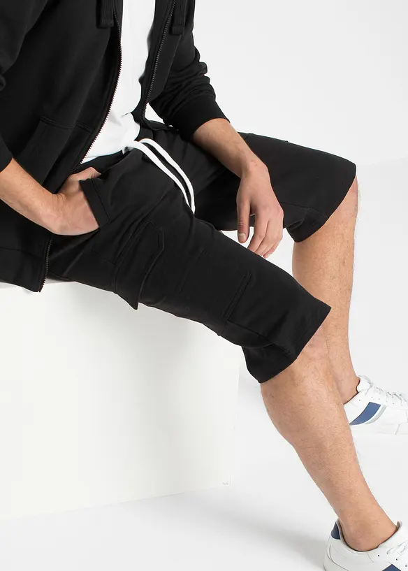 Sweat bermuda met cargozakken van puur katoen, bonprix