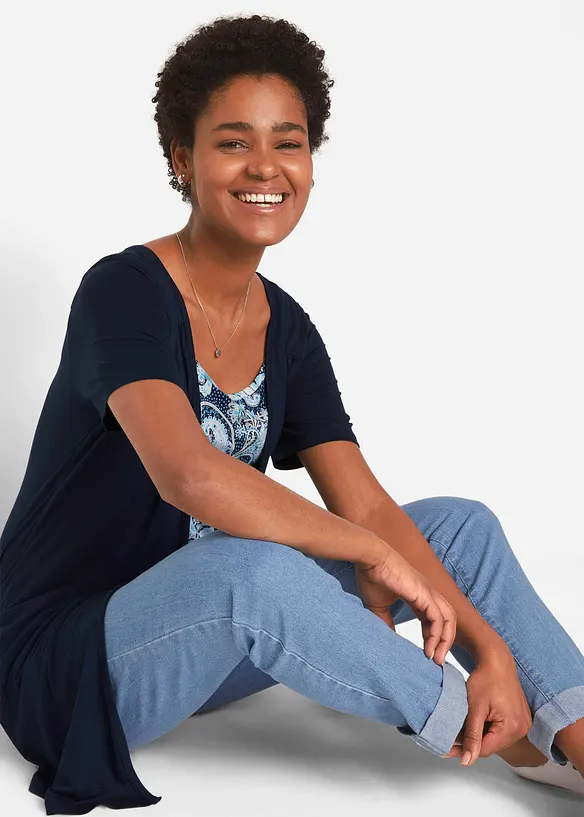 Gedessineerd 2-in-1 shirt met ronde hals, bonprix