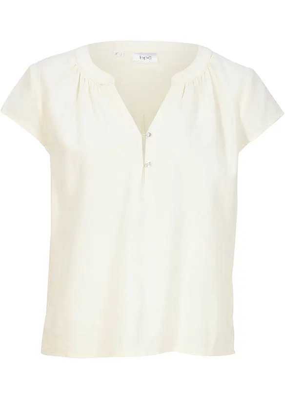 Korte blouse met linnen en splitten opzij, bonprix