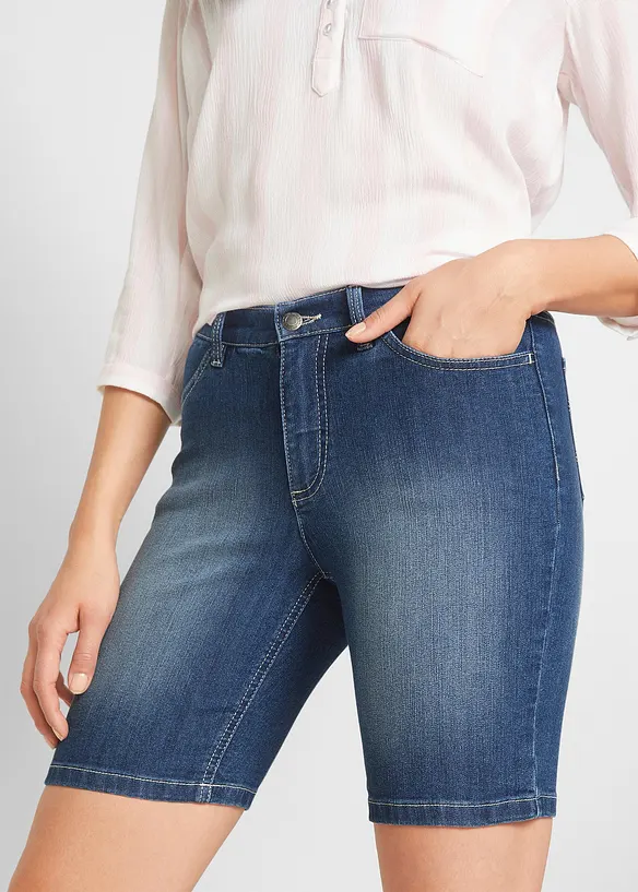 Straight jeans bermuda,  mid waist, bonprix