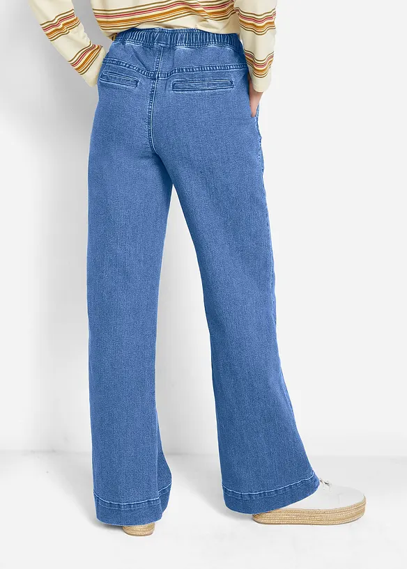 Mid waist stretch jeans, wide leg, bonprix