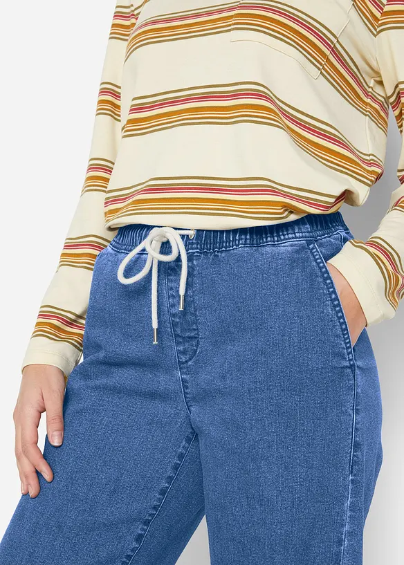 Mid waist stretch jeans, wide leg, bonprix