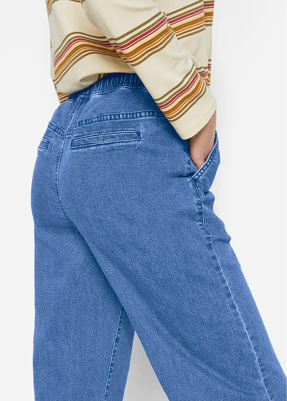 Mid waist stretch jeans, wide leg, bonprix