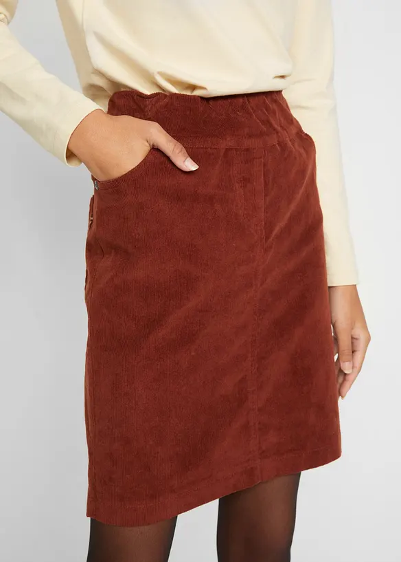 Stretch corduroy rok met een comfortabele band, bonprix