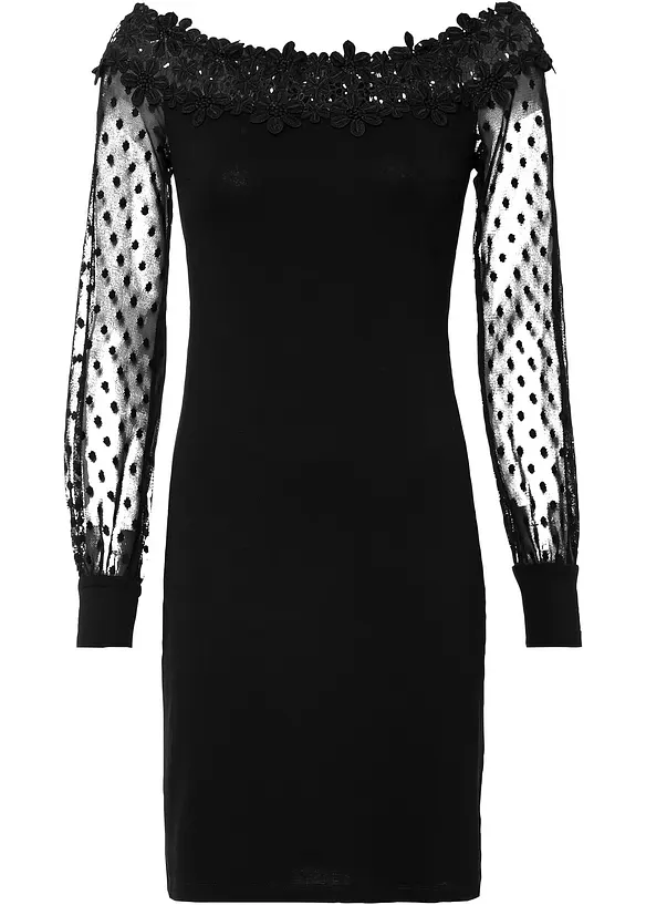 Off shoulder jurk met mesh mouwen, BODYFLIRT boutique