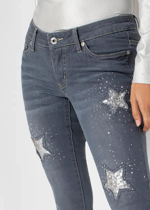 Skinny low waist jeans met sterren, bonprix