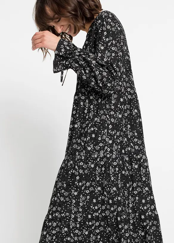 Gedessineerde maxi jurk van viscose, korte maten, BODYFLIRT