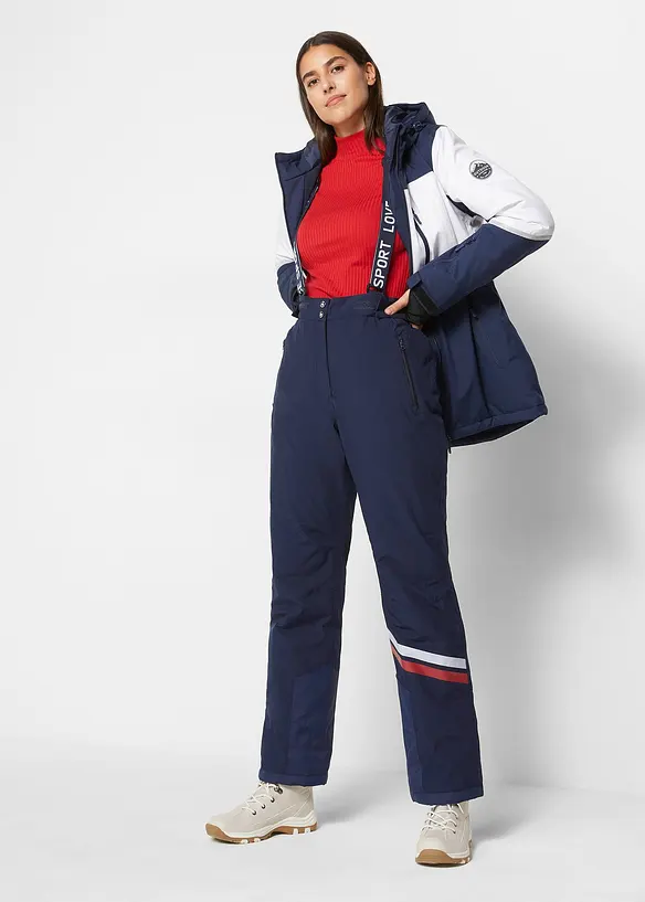 Outdoor thermo skibroek met afneembare bretels, waterdicht, straight, bonprix