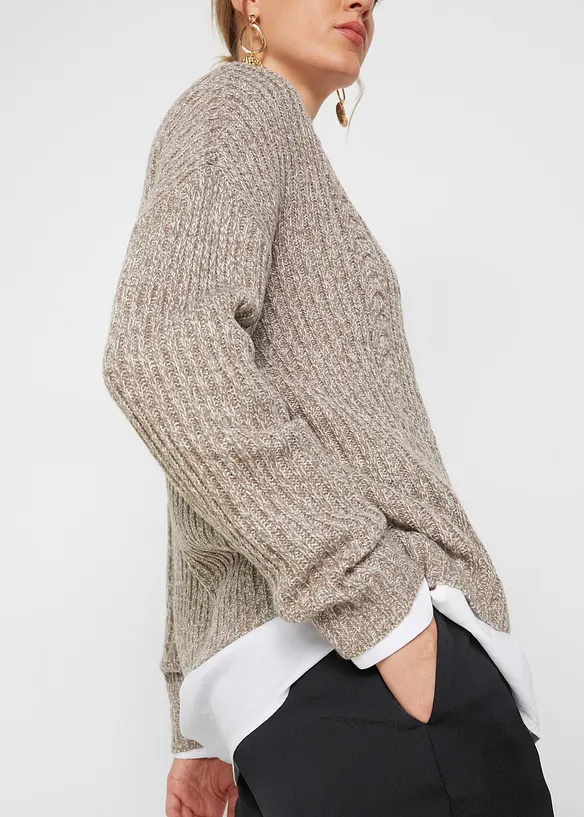 Oversized trui met kabelpatroon, bonprix