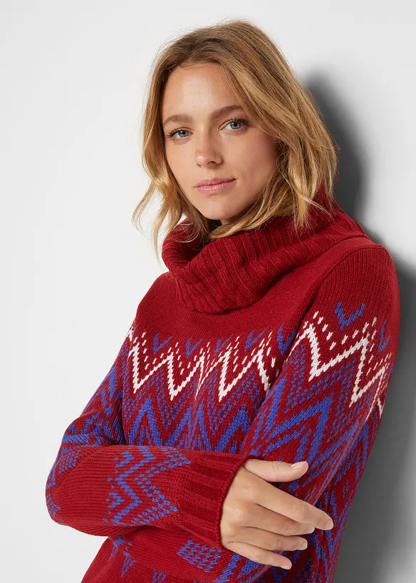 Gebreide midi jurk met Noors patroon, bonprix