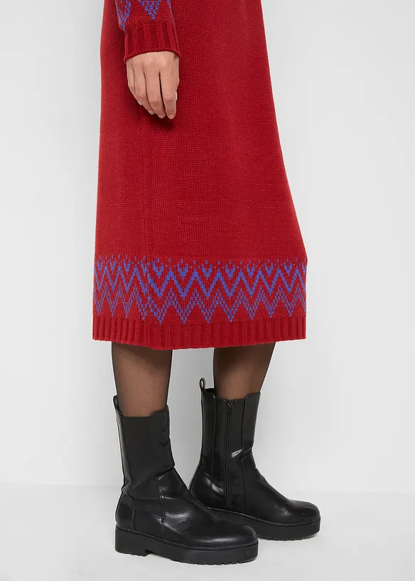 Gebreide midi jurk met Noors patroon, bonprix