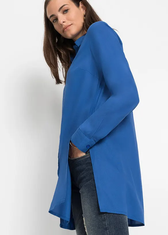 Lange blouse met splitten van soepel vallende viscose, bonprix