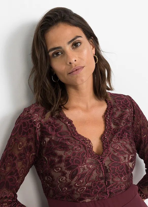 Chiffon jurk met kant, bonprix