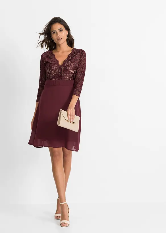 Chiffon jurk met kant, bonprix