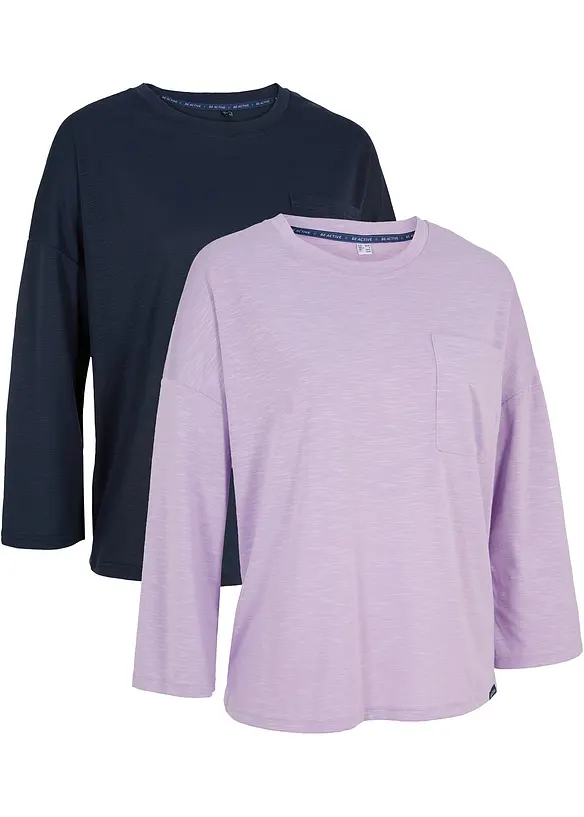 Outdoor T-shirt (set van 2), 3/4 mouw, bpc bonprix collection