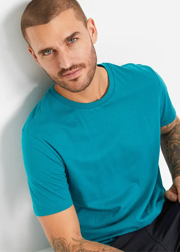 T-shirt (set van 2) van puur katoen, bonprix