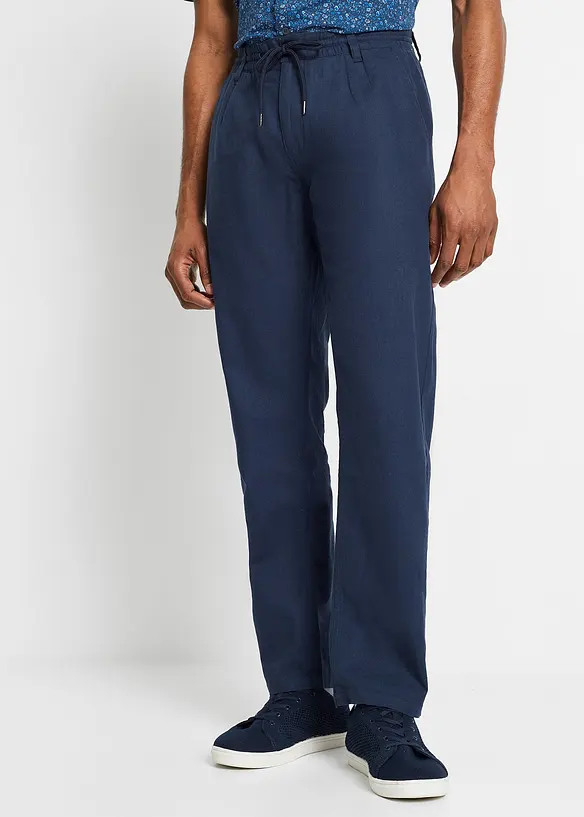 Regular fit instapbroek in een luchtige linnenmix, straight, bonprix