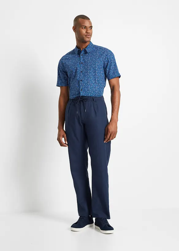 Regular fit instapbroek in een luchtige linnenmix, straight, bonprix