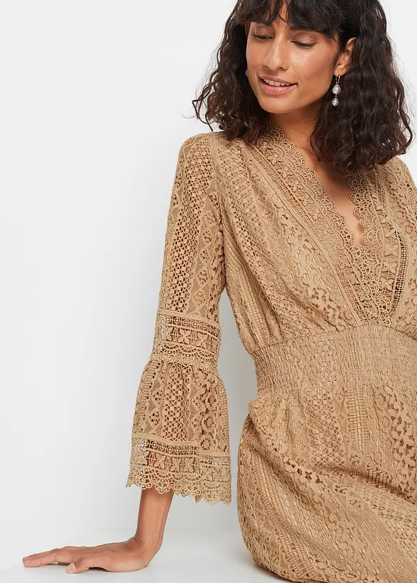 Maxi jurk in gehaakte look, bonprix