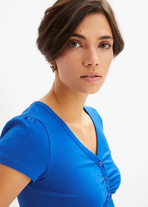 Shirt met knoopsluiting en biologisch katoen, bonprix