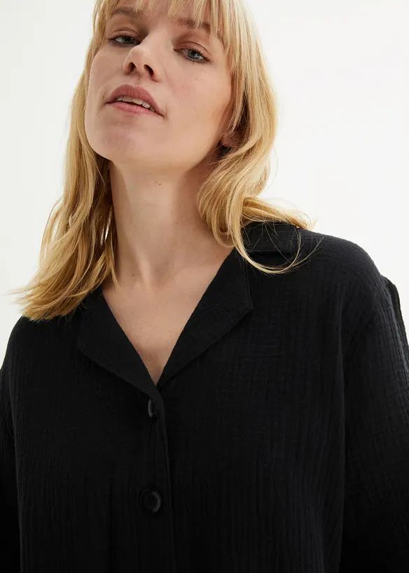 Lange mousseline overhemdblouse, bonprix