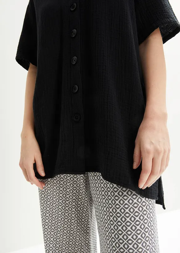 Lange mousseline overhemdblouse, bonprix