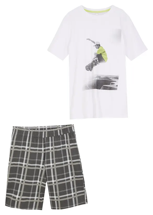 Jongens T-shirt en korte shirtbroek van biologisch  katoen (2-dlg. set), bonprix