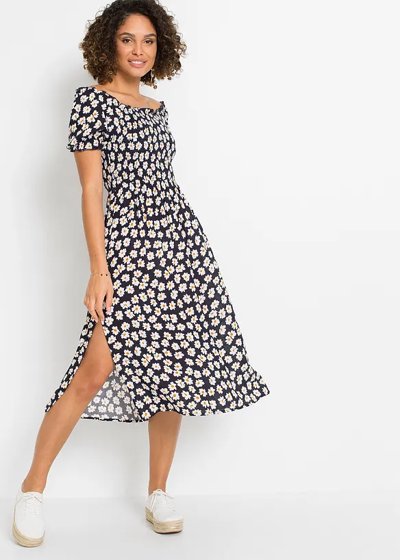 Gedessineerde midijurk van viscose, bonprix