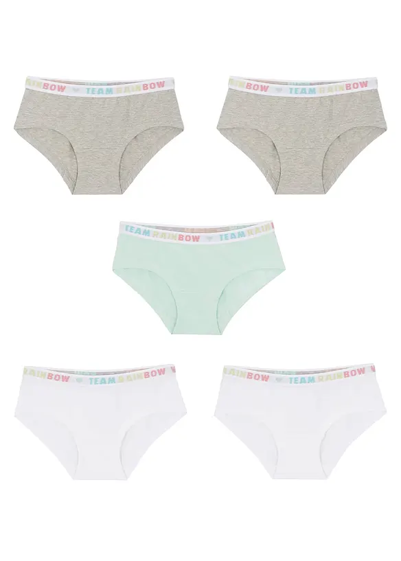 Meisjes hipster met zacht katoen (set van 5), bonprix