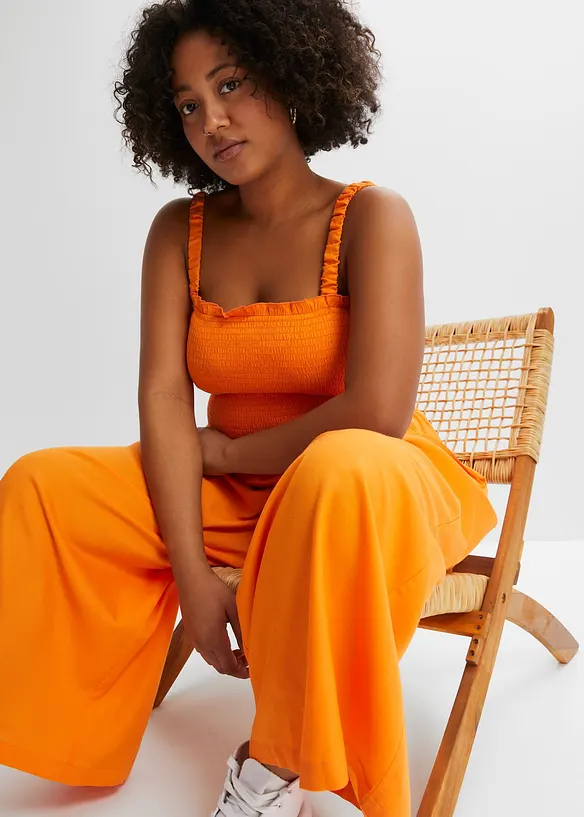 Jumpsuit met wijde pijpen van soepele viscose, bonprix