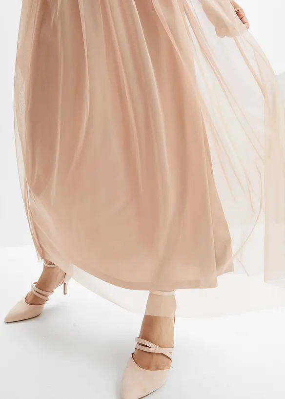 Maxi jurk met pailletten borduursel, bonprix