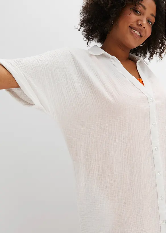 Lange, oversized blouse van mousseline, bonprix