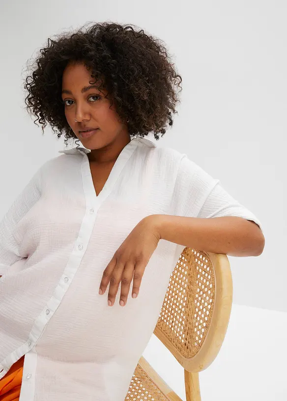 Lange, oversized blouse van mousseline, bonprix