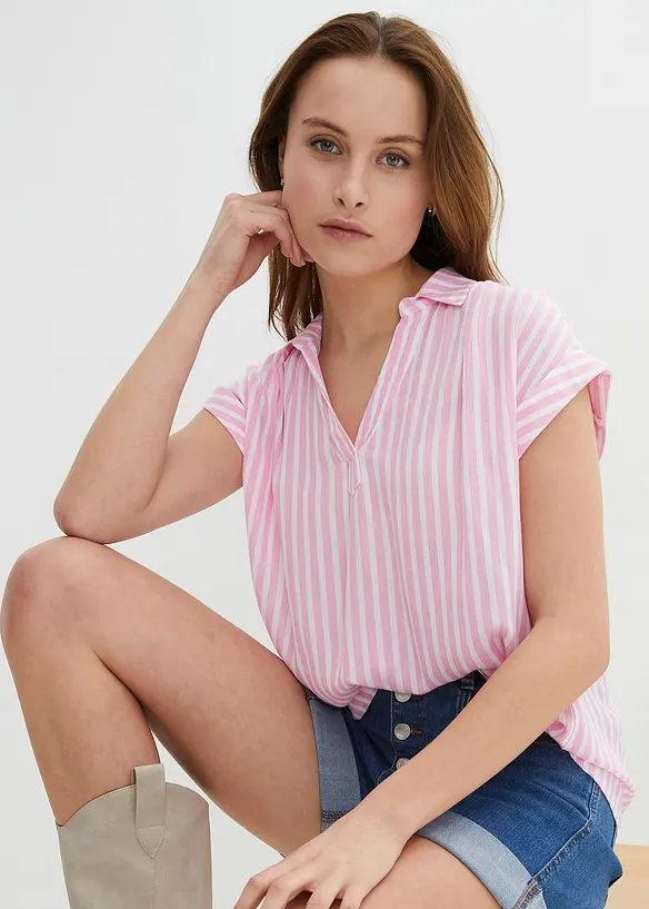 Blouse van soepele viscose, korte mouw, bonprix