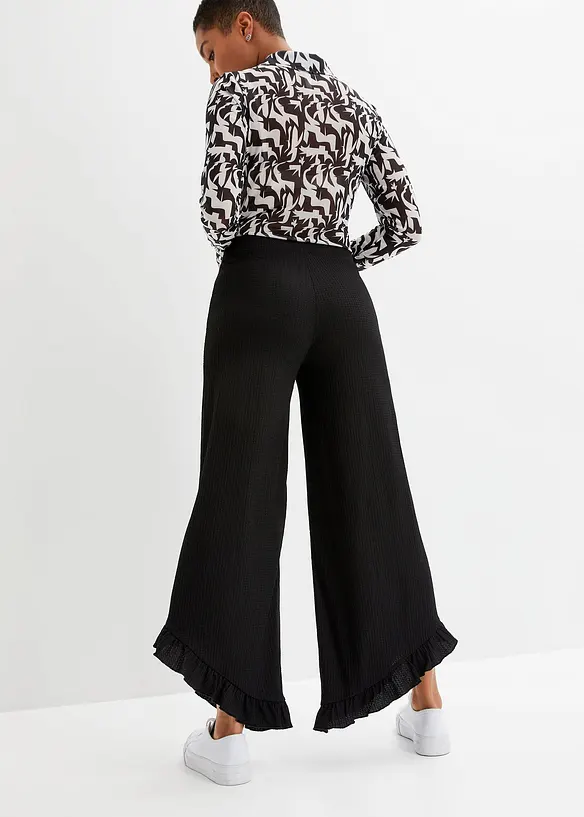 Slip-on broek van gestructureerd crêpe, bonprix