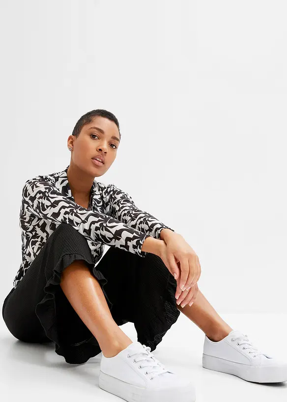 Slip-on broek van gestructureerd crêpe, bonprix