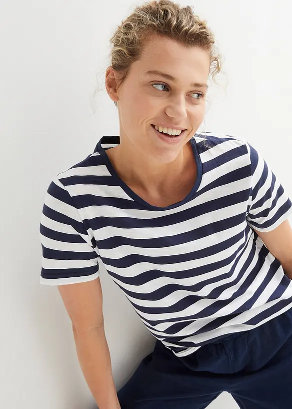 T-shirt met ronde hals van katoen (set van 2), bonprix