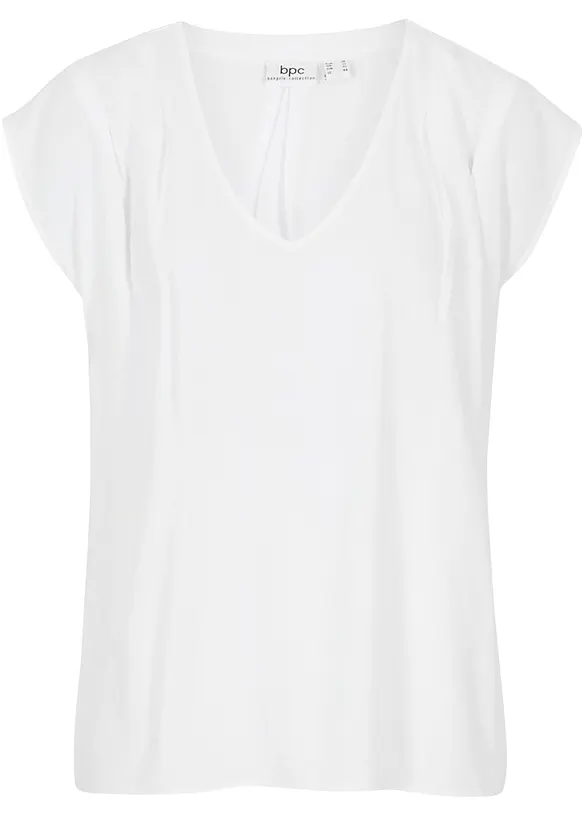 Blouse met V-hals en korte mouwen, bonprix