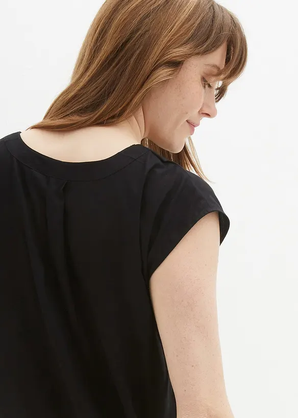 Blouse met V-hals en korte mouwen, bonprix
