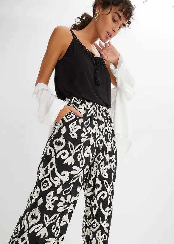 Gedessineerde Marlene broek van soepele viscose, bonprix