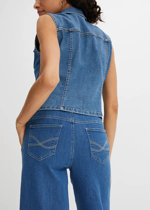 Wide leg paperbag jeans high waist, bonprix