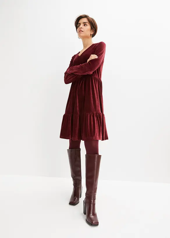 Mini jurk van elastisch fluweel, bonprix