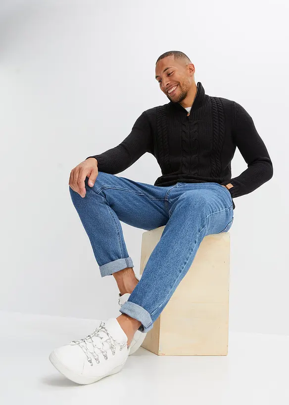 Grof gebreide schipperstrui met kabelpatroon, bonprix