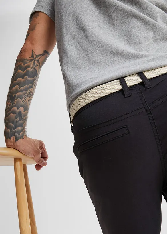 Regular fit chino met comfortband riem, straight, bonprix