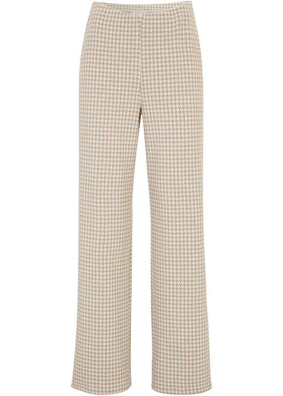 Stretch broek met pied-de-poule, wide leg, bonprix