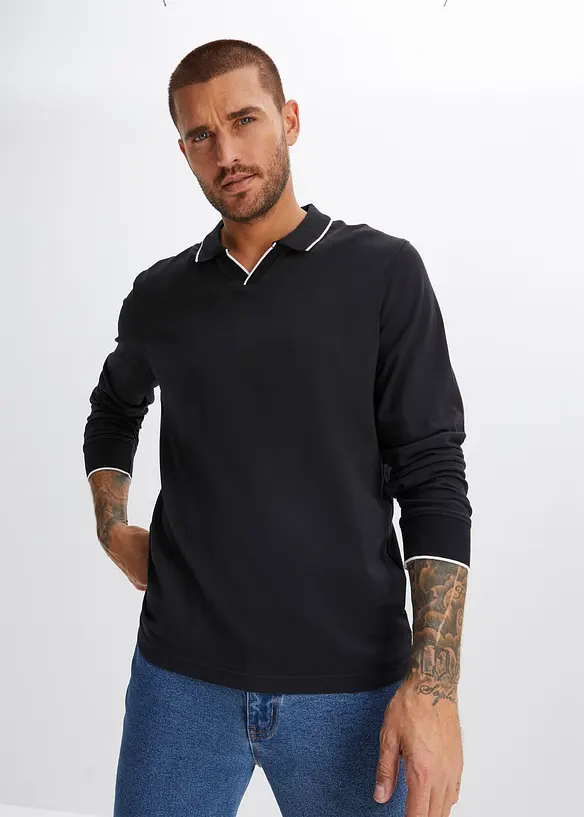 Poloshirt met lange mouwen van biologisch katoen, lange mouw, bonprix