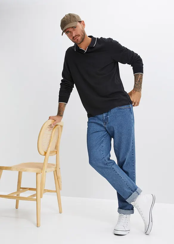 Poloshirt met lange mouwen van biologisch katoen, lange mouw, bonprix