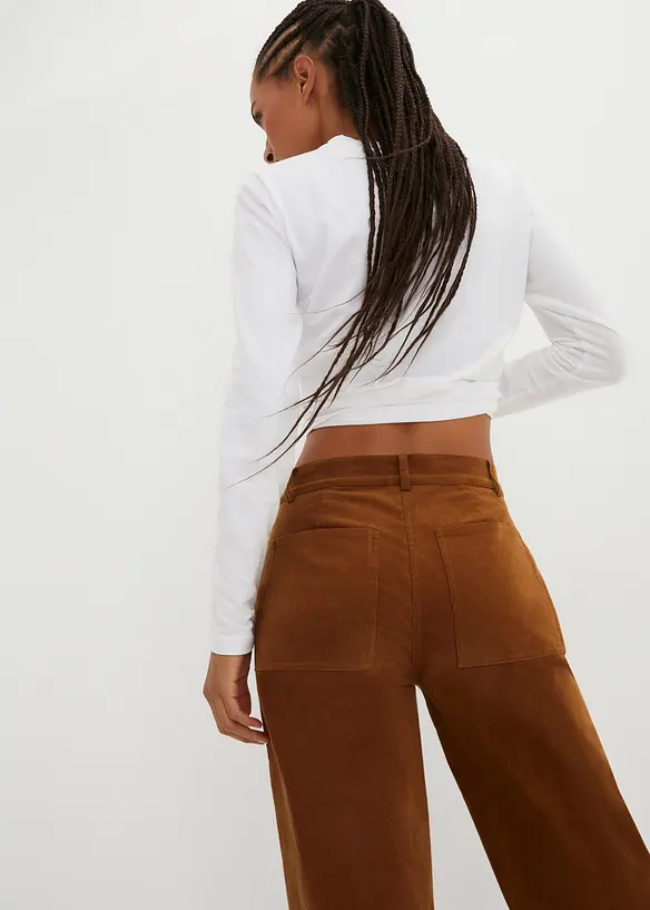 Corduroy broek in Marlene Dietrich stijl van biologisch katoen, bonprix